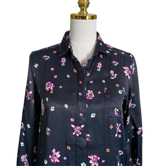 & OTHER STORIES Black Floral Print Satin Button Down Blouse Shirt Women’s Size 4 - Picture 9 of 14